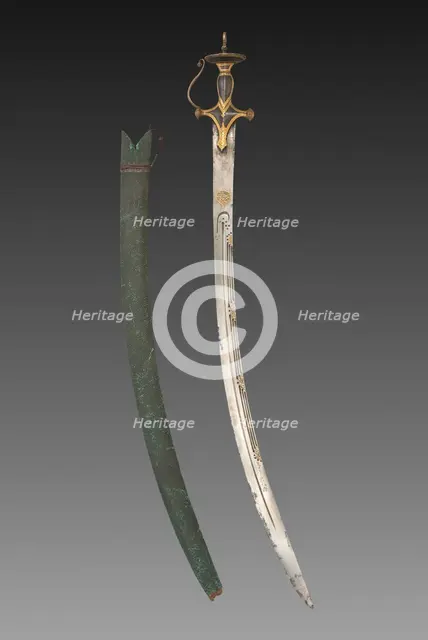 Silapa Sword with Green Leather Case., 1700s-1800s. Creator: Unknown.