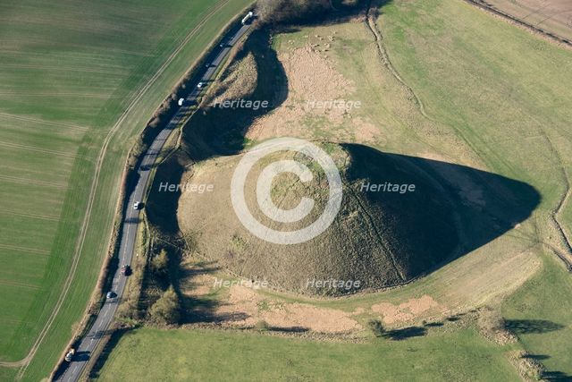 Silbury Hill, a large late Neolithic mound, Wiltshire, 2019. Creator: Damian Grady.