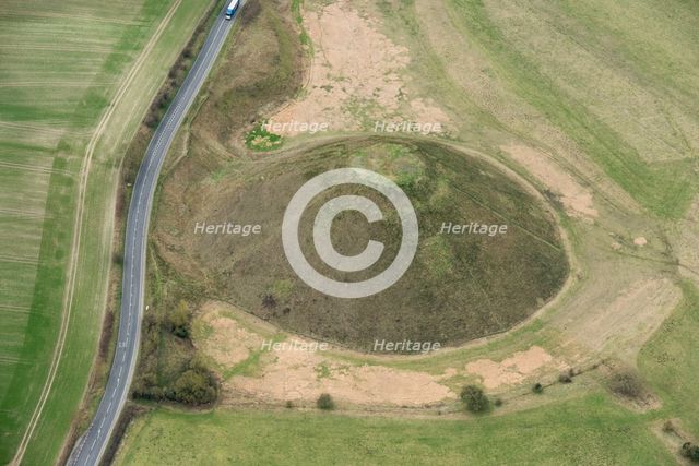 Silbury Hill, a large late Neolithic monumental mound, near Avebury, Wiltshire, 2019. Creator: Damian Grady.
