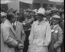 Silent Movie Stars Douglas Fairbanks, Will Rogers, and Tom Mix Posing for the Camera With..., 1921. Creator: British Pathe Ltd