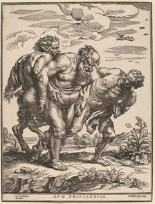 Silenus Accompanied by a Satyr and a Faun, 1635. Creator: Christoffel Jegher