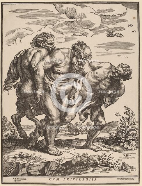 Silenus Accompanied by a Satyr and a Faun, 1635. Creator: Christoffel Jegher.