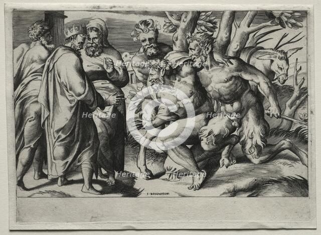 Silenus and King Midas, mid 16th century. Creator: Giulio Bonasone (Italian, c. 1510-aft 1576).