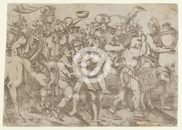 Silenus Carried, 1543. Creator: Antonio Fantuzzi.