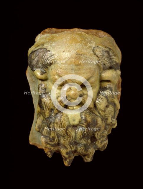 Silenus head of glazed faience, Ptolemaic Period (Egypt), (c322 BC-AD 395). Artist: Unknown.