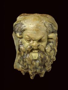 Silenus head of glazed faience, Ptolemaic Period (Egypt), (c322 BC-AD 395)