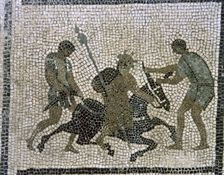 Silenus on a donkey, mosaic