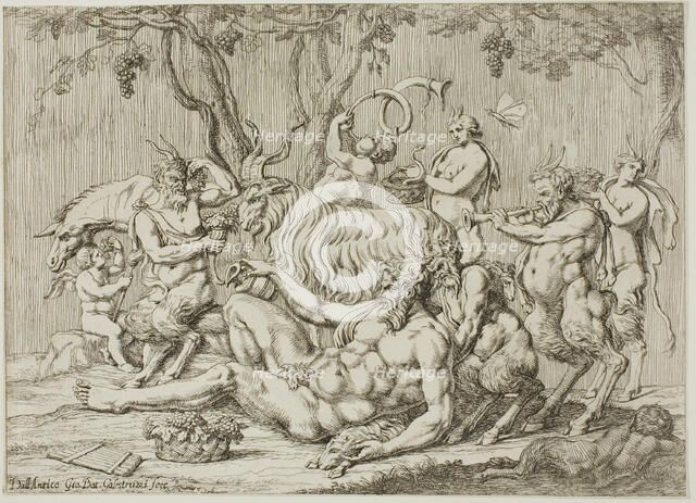 Silenus Reclining with Goats and Satyrs, n.d. Creator: Giovanni Battista Galestruzzi.