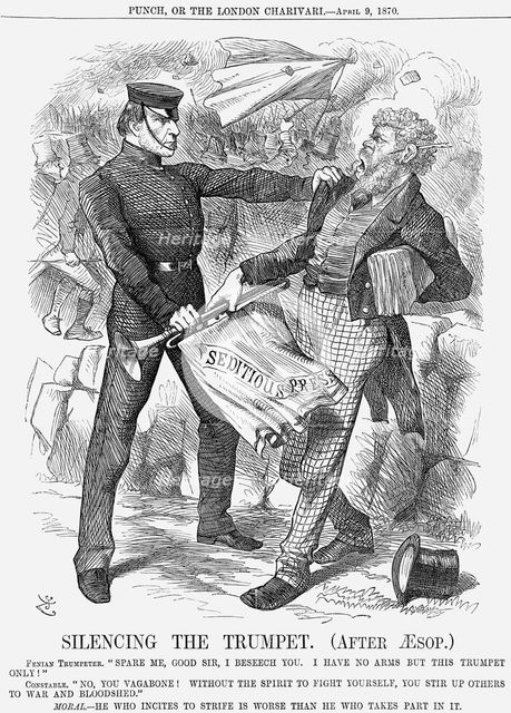 'Silencing The Trumpet (after Aesop.)', 1870. Creator: Joseph Swain.