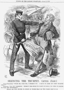 Silencing The Trumpet (after Aesop.) 1870. Artist: Joseph Swain