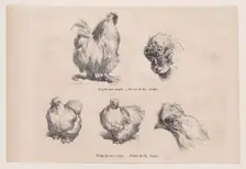 Silkie Cockerel and Silkie Hen, from "Le Magasin Pittoresque", September 1861. Creators: Charles Emile Jacque, Tamisier