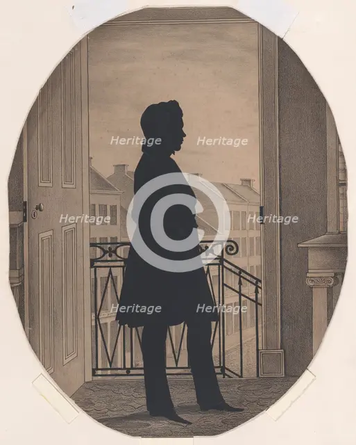 Silhouette of a Young Man Before an Open Window, Facing Right, before 1860. Creator: William Henry Brown.