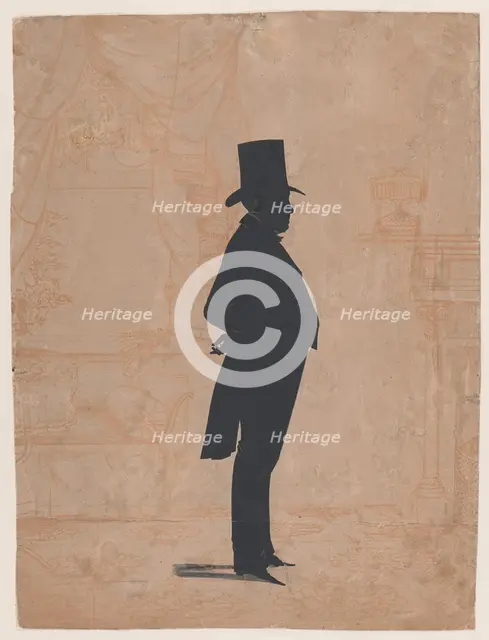 Silhouette of an unknown man in a top hat and tails, 1828-83. Creator: William Henry Brown.
