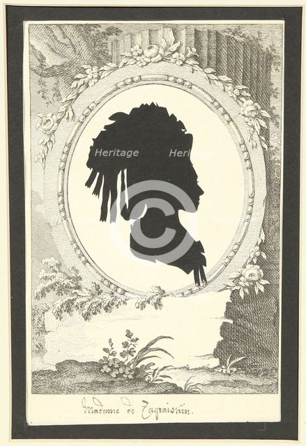 Silhouette portrait of Natalia Kirillovna Zagryazyskaya née Razumovskaya (1747-1837), 1777-1782. Artist: Anonymous  
