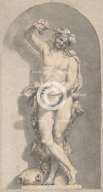 Silhouetted Study of Bacchus in a Niche, 18th century. Creator: Anon.