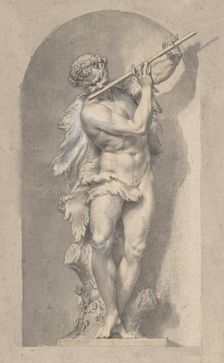 Silhouetted Study of Pan in a Niche, 18th century. Creator: Anon