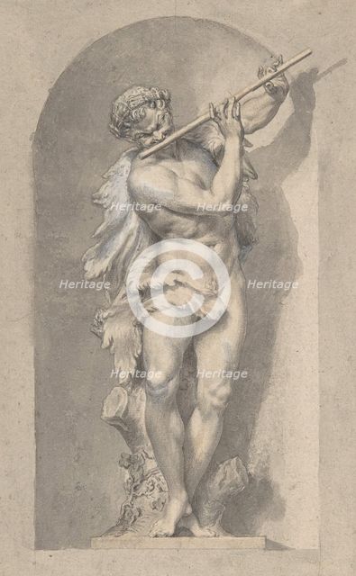 Silhouetted Study of Pan in a Niche, 18th century. Creator: Anon.