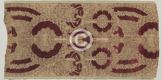 Silk Velvet with Gold in Pomegranate Pattern, 1450-1500. Creator: Unknown.