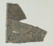 Silk with Dogs and Arabic Script in Swaying Bands, 1370-1400. Creator: Unknown