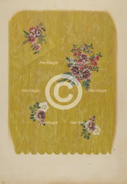 Silk with Embroidered Flowers, c. 1941. Creator: Douglas Campbell.