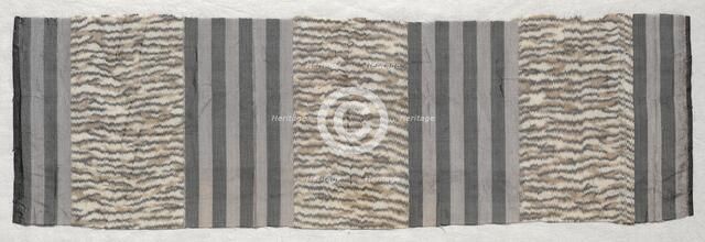 Silk with Gray and Purple Stripes, early 1800s. Creator: Unknown.