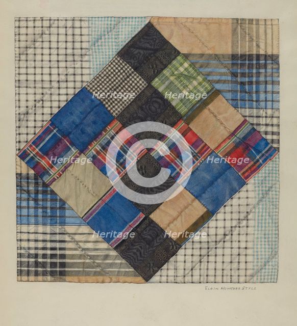Silk Bed Quilt, c. 1941. Creator: Elgin Moncure Styll.