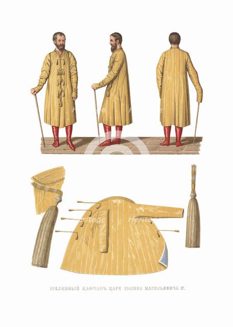 Silk caftan of the Tsar Ivan IV. From the Antiquities of the Russian State, 1849-1853. Creator: Solntsev, Fyodor Grigoryevich (1801-1892).
