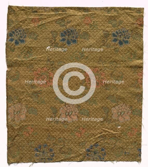 Silk Damask Fragment, 19th century. Creator: Unknown.