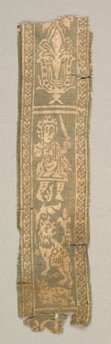 Silk Decorative Tunic Band with a Hunter, 700s. Creator: Unknown