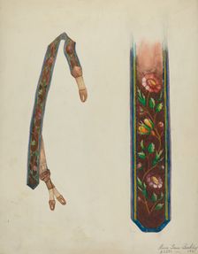 Silk Embroidered Suspenders, c. 1936. Creator: Ann Gene Buckley