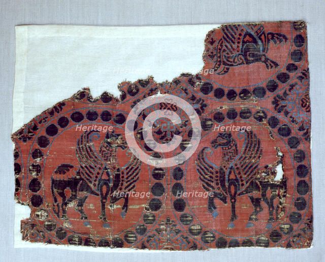 Silk fabric with decoration of winged horses, from the Monastery of Santa Maria de l'Estany.