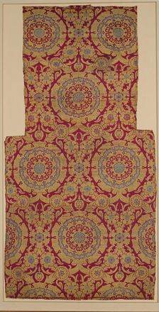 Silk Fragment with Circular Rosace-like Floriate Medallions, Turkey, first half 16th century. Creator: Unknown