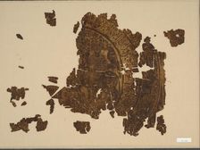 Silk fragment with falconer riding a bull, 1000s-1100s. Creator: Unknown