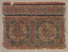 Silk fragment with roundels of ducks, 600s. Creator: Unknown