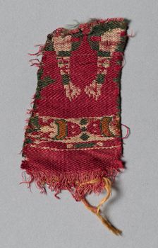 Silk Fragment: David (or Samson) killing the Lion, 600s - 700s. Creator: Unknown