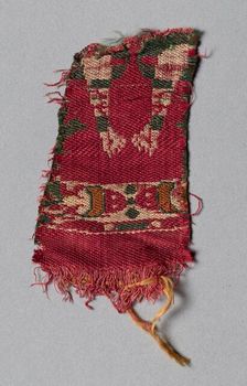 Silk Fragment: David (or Samson) killing the Lion, 600s - 700s. Creator: Unknown