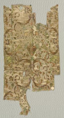 Silk Fragment in the Shape of the Upper Front of a Garment, 18th century. Creator: Unknown