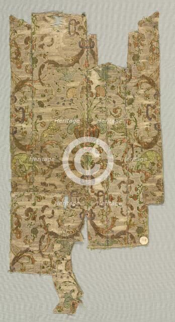 Silk Fragment in the Shape of the Upper Front of a Garment, 18th century. Creator: Unknown.