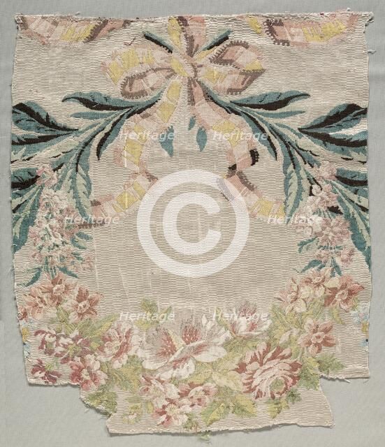 Silk Fragment, Part of Panel called "Le panier fleuri", 1770. Creator: Philippe de Lasalle (French, 1723-1805).