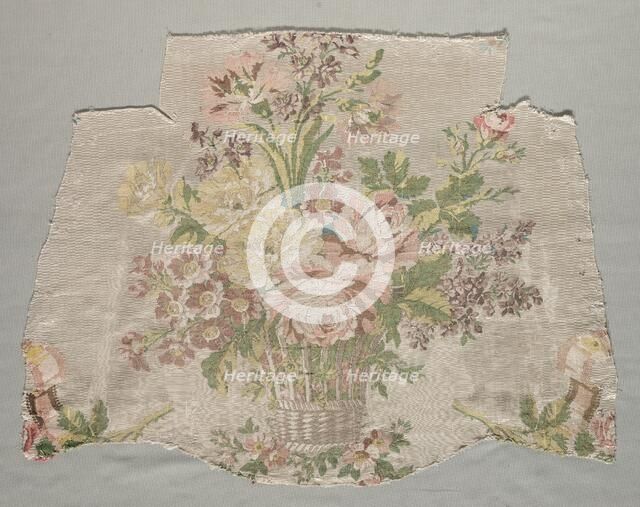 Silk Fragment, Part of Panel called "Le panier fleuri", 1770. Creator: Philippe de Lasalle (French, 1723-1805).
