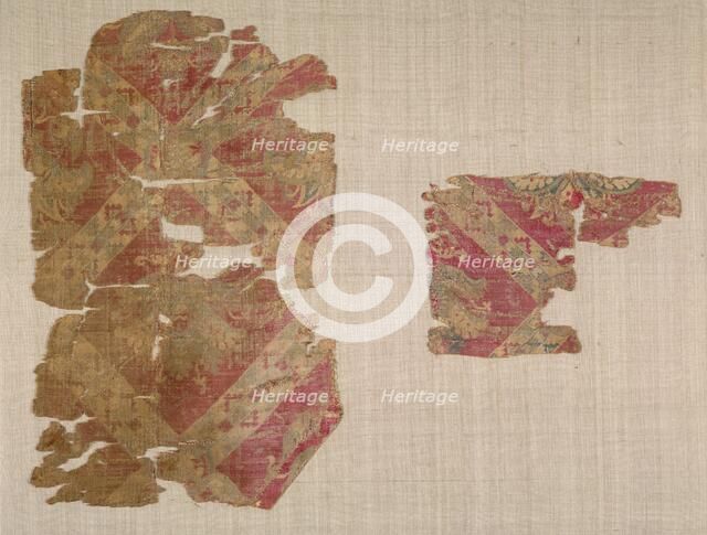 Silk Fragments with Palmette Blossoms, 700s. Creator: Unknown.