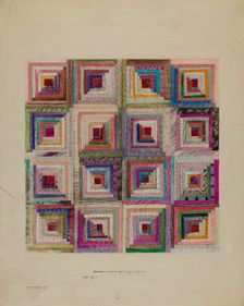 Silk Patchwork for Pillow, c. 1936. Creator: Edith Magnette