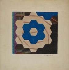 Silk Quilt (Hexagonal Pattern), 1940. Creator: Ralph N. Morgan
