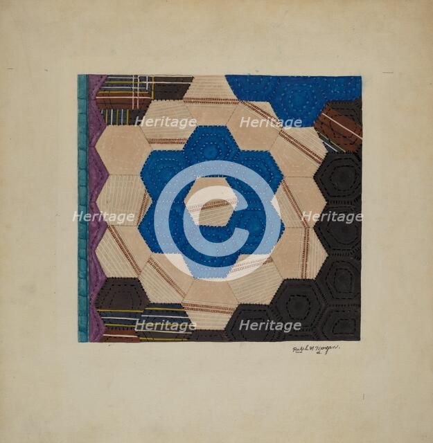 Silk Quilt (Hexagonal Pattern), 1940. Creator: Ralph N. Morgan.
