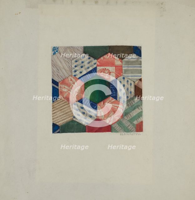 Silk Quilt - "Honeycomb" Pattern, c. 1939. Creator: Elgin Moncure Styll.