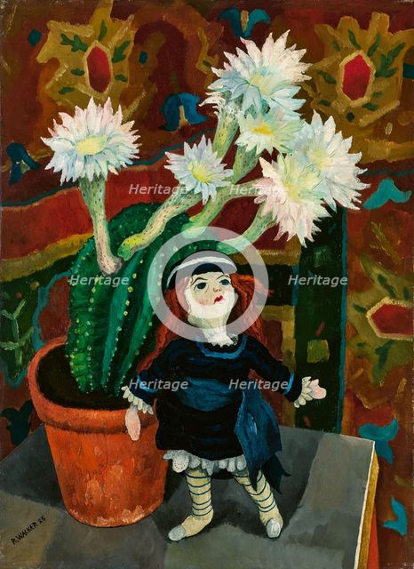 Sill Life with Blooming Cactus and Doll, 1925. Creator: Wacker, Rudolf (1893-1939).