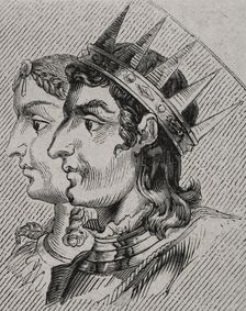 Silo (died 783), King of Asturias (774-783) and Adosinda, Queen consort of Asturias, 1853. Creator: Unknown