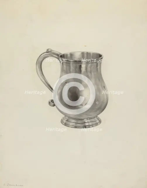 Silver Mug, c. 1938. Creator: Leo Drozdoff.