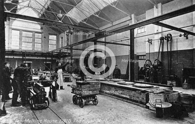 Silver Melting House, the Royal Mint, Tower Hill, London, 1911. Artist: Unknown