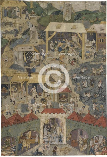 Silver mining and processing in Kutná Hora, Second Half of the 15th century. Artist: Master Matheus (Illuminator) ((?-1496))